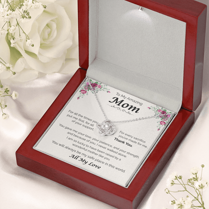 To My Amazing Mom — All the Love You've Given, Love Knot Necklace