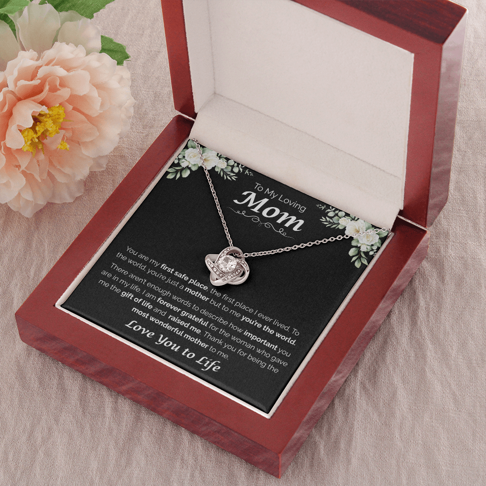 To My Loving Mom, My First Home, Love Knot Necklace