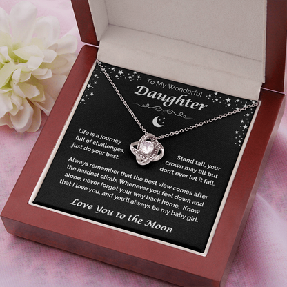 To My Wonderful Daughter — You'll Always Be My Baby Girl, Love Knot Necklace