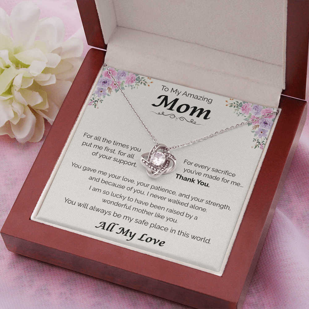 To My Amazing Mom — All the Love You've Given, Love Knot Necklace