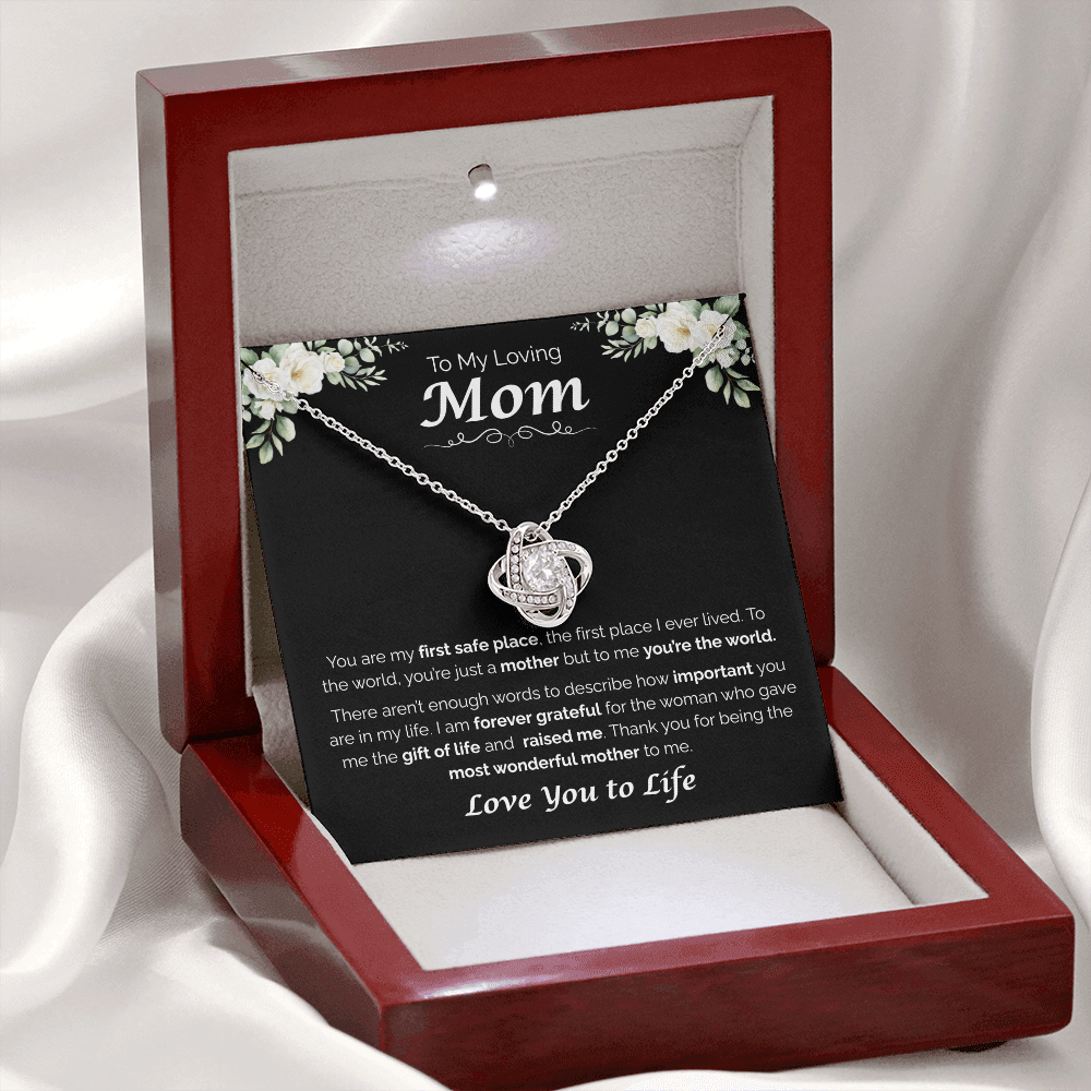 To My Loving Mom, My First Home, Love Knot Necklace