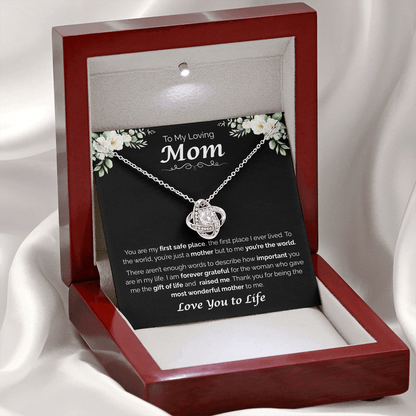 To My Loving Mom, My First Home, Love Knot Necklace