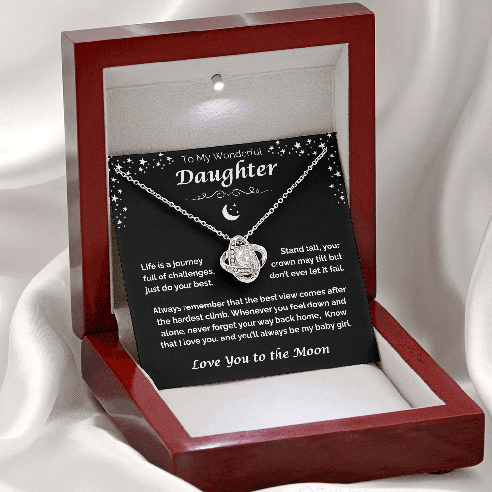 To My Wonderful Daughter — You'll Always Be My Baby Girl, Love Knot Necklace