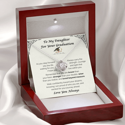 To My Daughter, For Your Graduation — Walk Confidently Toward Your Dreams, Love Knot Necklace