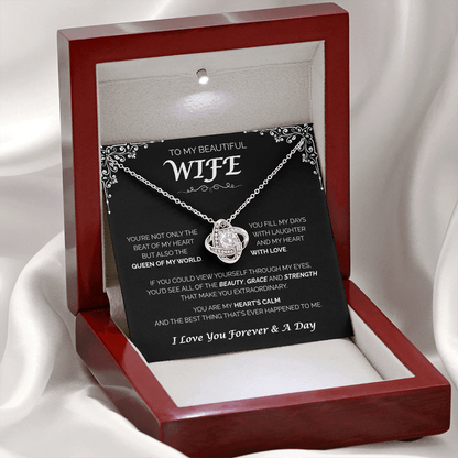 To My Beautiful Wife — Queen of My World, Love Knot Necklace