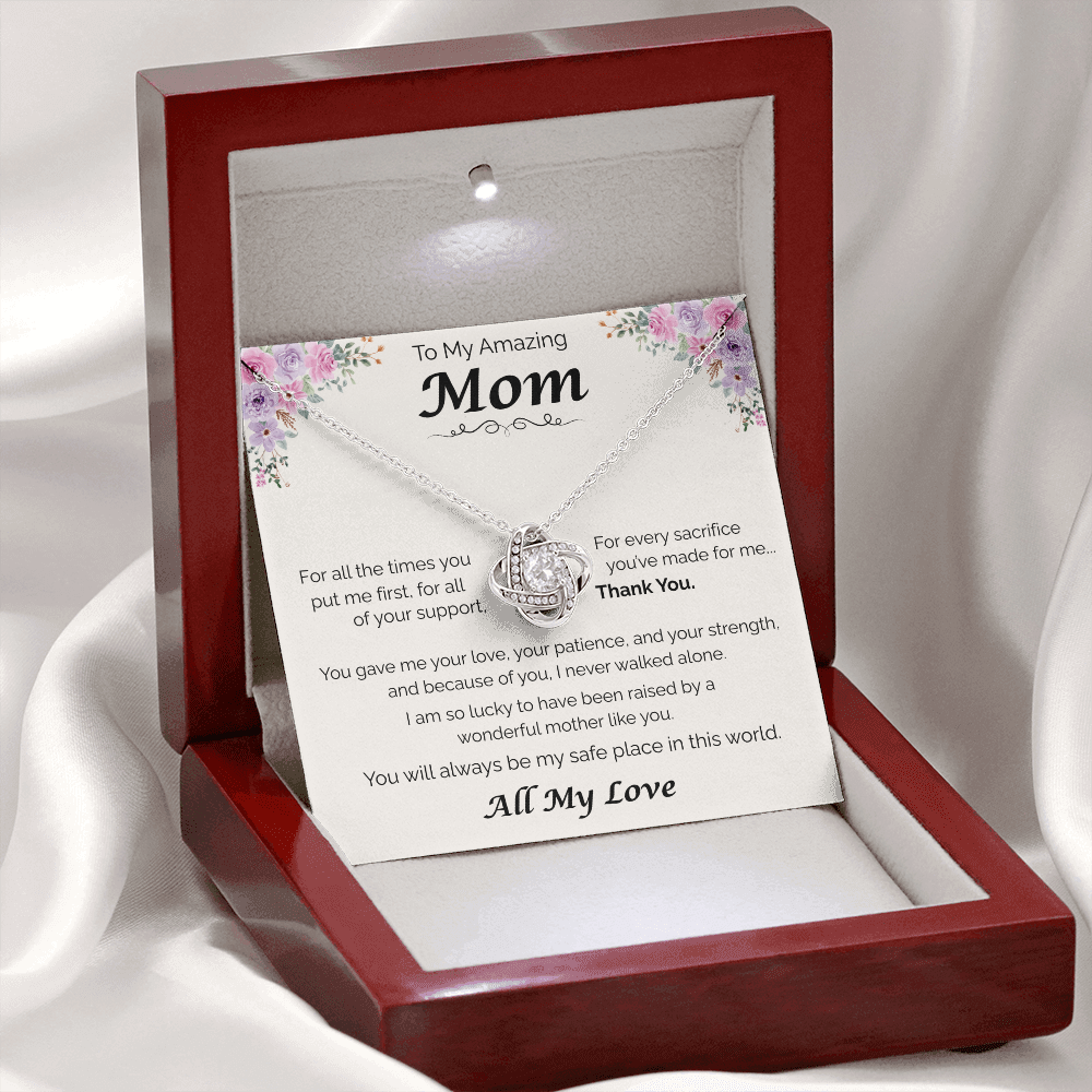 To My Amazing Mom — All the Love You've Given, Love Knot Necklace