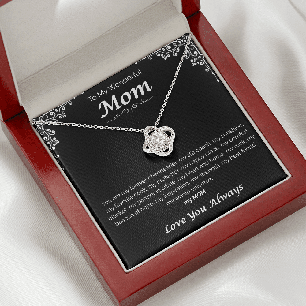 To My Wonderful Mom — My Heart, My Home, Love Knot Necklace