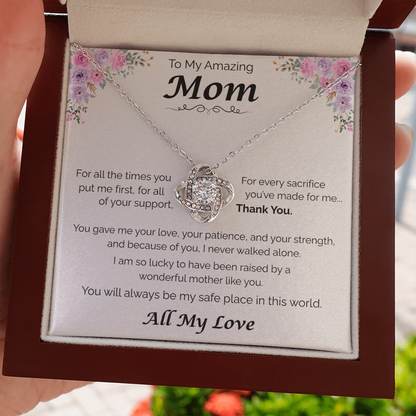 To My Amazing Mom — All the Love You've Given, Love Knot Necklace