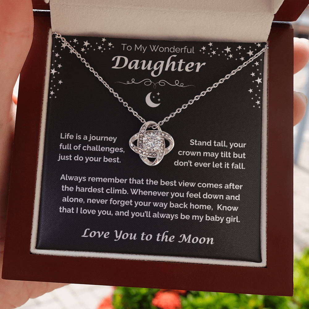 To My Wonderful Daughter — You'll Always Be My Baby Girl, Love Knot Necklace