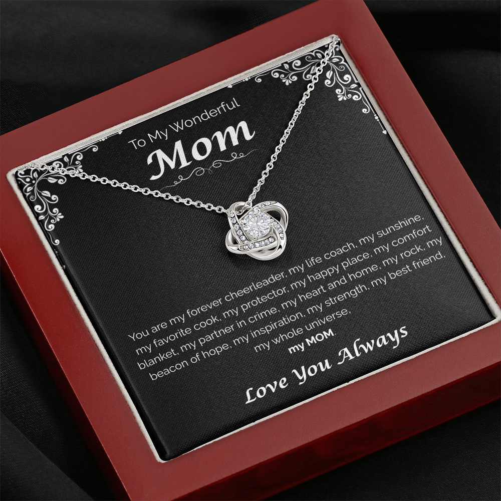 To My Wonderful Mom — My Heart, My Home, Love Knot Necklace