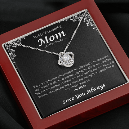 To My Wonderful Mom — My Heart, My Home, Love Knot Necklace