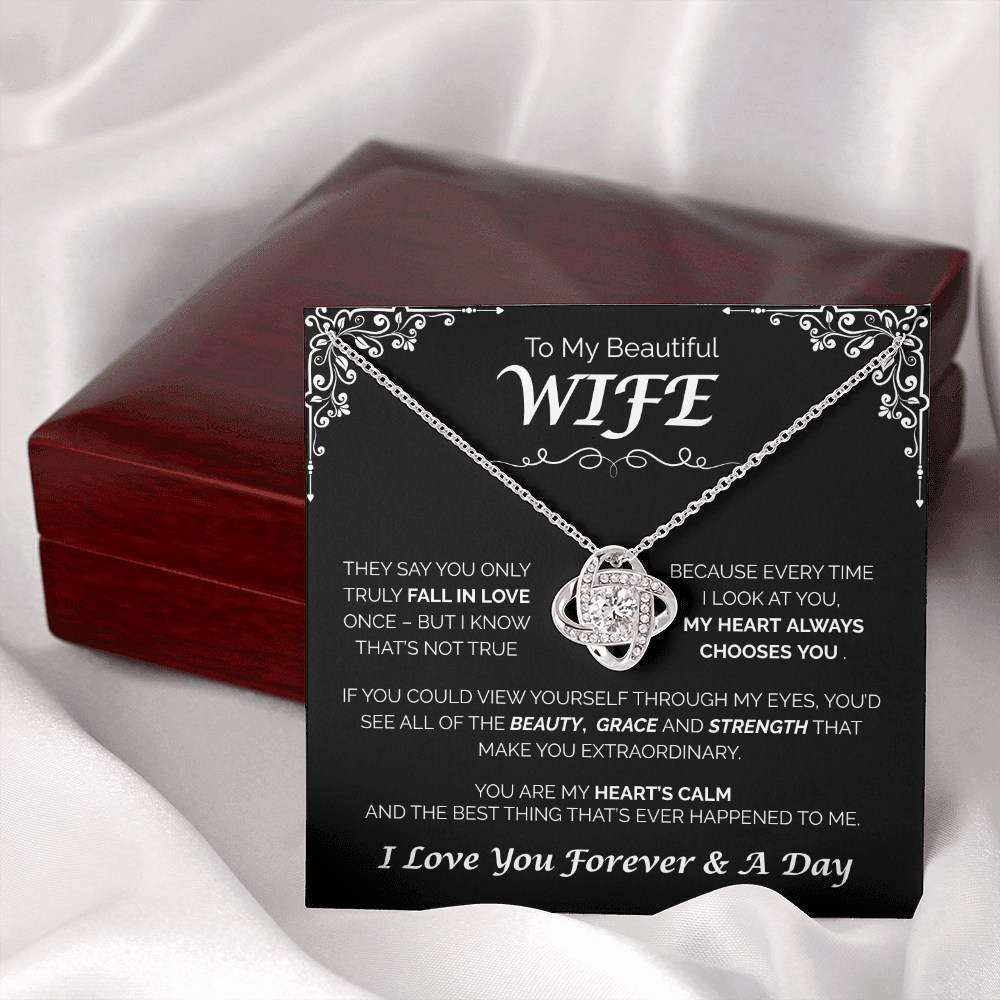 To My Beautiful Wife - My Heart Always Chooses You, Love Knot Necklace