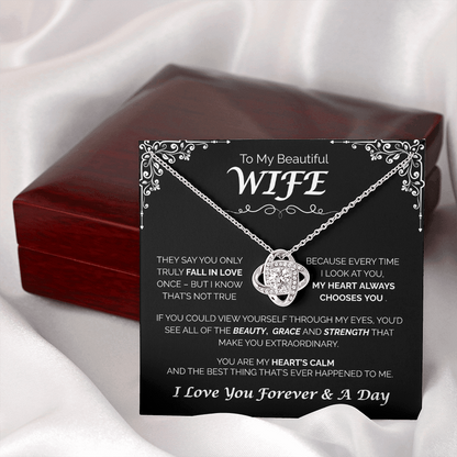 To My Beautiful Wife - My Heart Always Chooses You, Love Knot Necklace