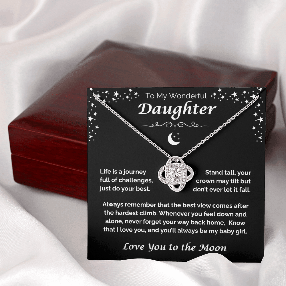 To My Wonderful Daughter — You'll Always Be My Baby Girl, Love Knot Necklace