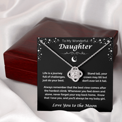 To My Wonderful Daughter — You'll Always Be My Baby Girl, Love Knot Necklace