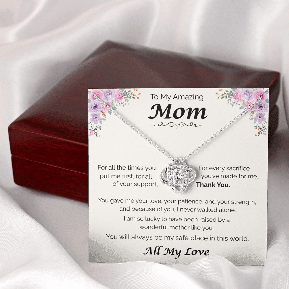 To My Amazing Mom — All the Love You've Given, Love Knot Necklace