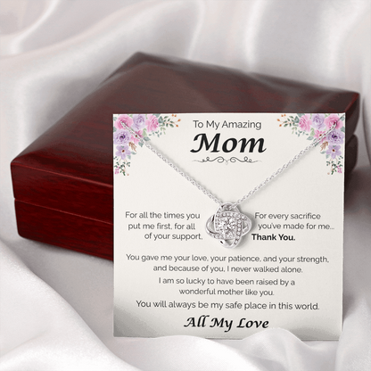 To My Amazing Mom — All the Love You've Given, Love Knot Necklace
