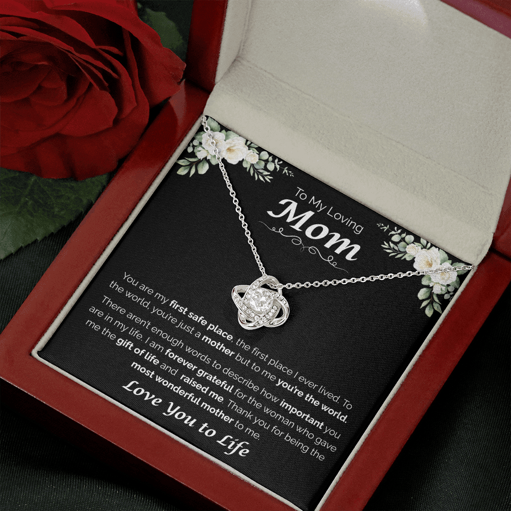 To My Loving Mom, My First Home, Love Knot Necklace
