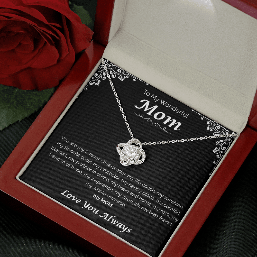 To My Wonderful Mom — My Heart, My Home, Love Knot Necklace