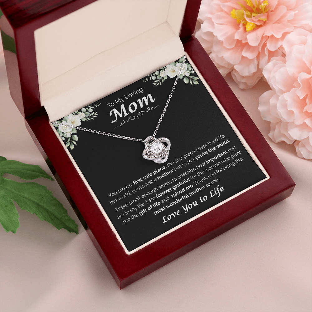To My Loving Mom, My First Home, Love Knot Necklace