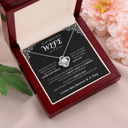 To My Beautiful Wife — Queen of My World, Love Knot Necklace