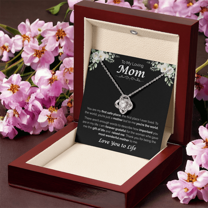 To My Loving Mom, My First Home, Love Knot Necklace