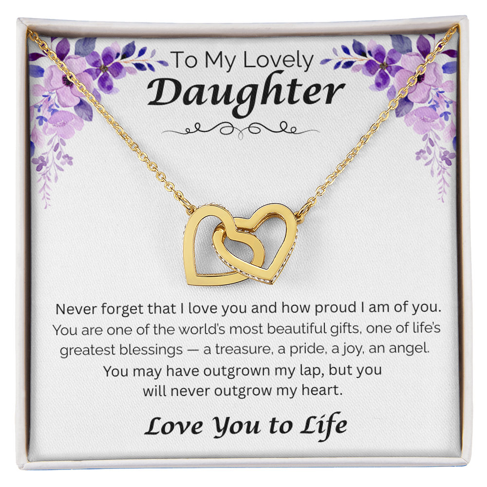 To My Lovely Daughter — My Beautiful Blessing, Interlocking Hearts Necklace
