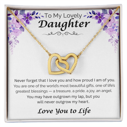To My Lovely Daughter — My Beautiful Blessing, Interlocking Hearts Necklace