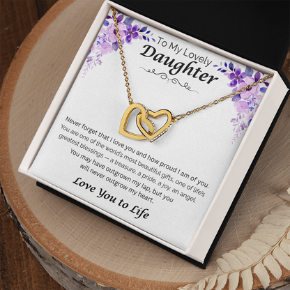 To My Lovely Daughter — My Beautiful Blessing, Interlocking Hearts Necklace