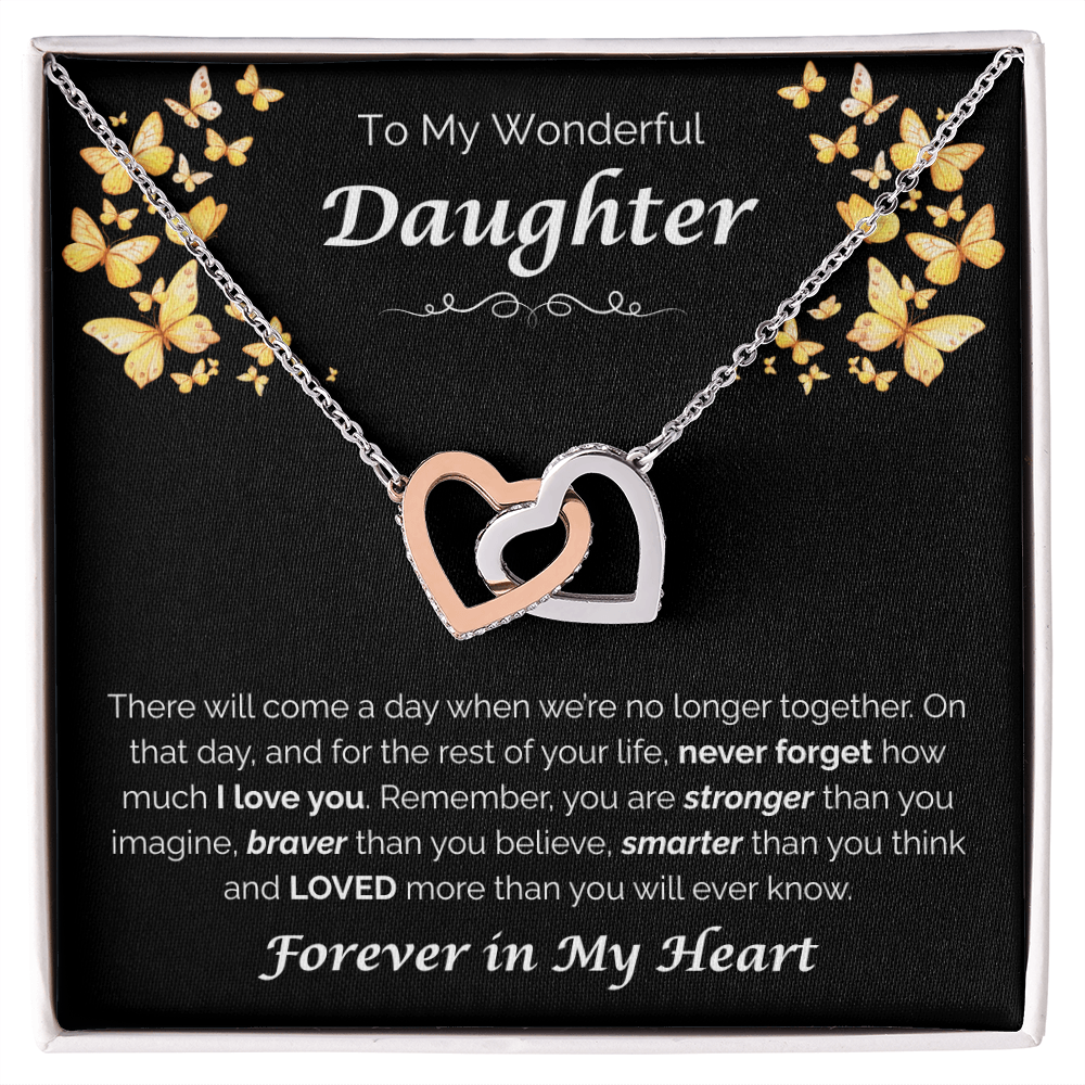 To My Wonderful Daughter — The Love I Have for You, Interlocking Hearts Necklace