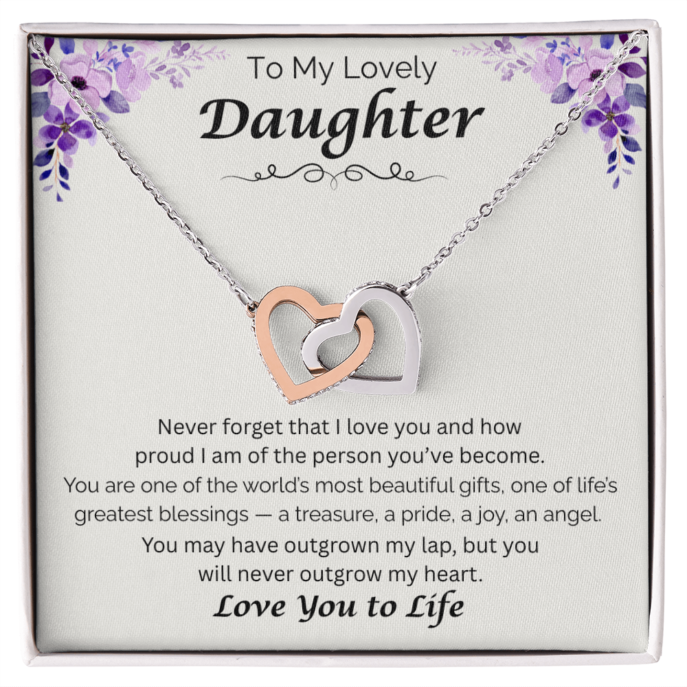 To My Lovely Daughter  — My Greatest Blessing, Interlocking Love Necklace