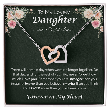 To My Lovely Daughter — My Love for You, Interlocking Hearts Necklace