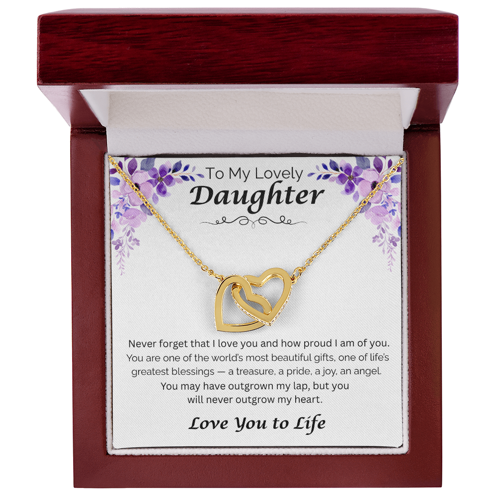 To My Lovely Daughter — My Beautiful Blessing, Interlocking Hearts Necklace