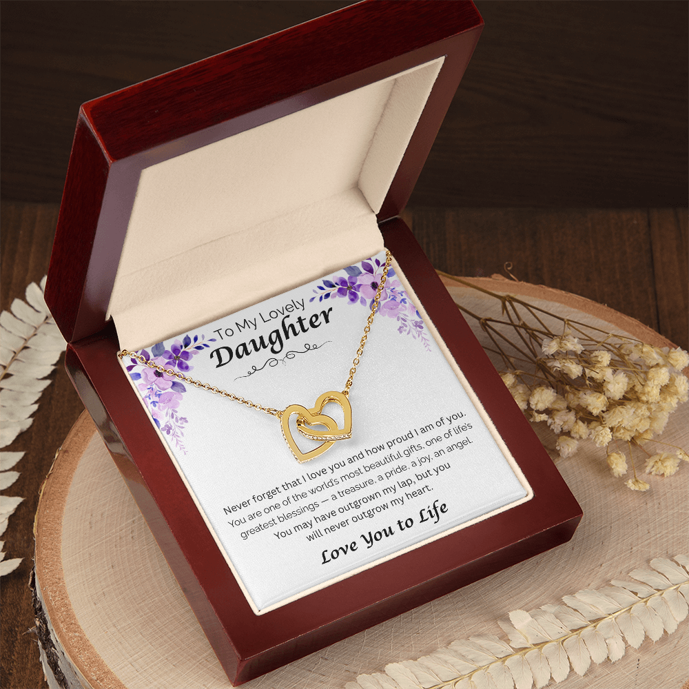 To My Lovely Daughter — My Beautiful Blessing, Interlocking Hearts Necklace
