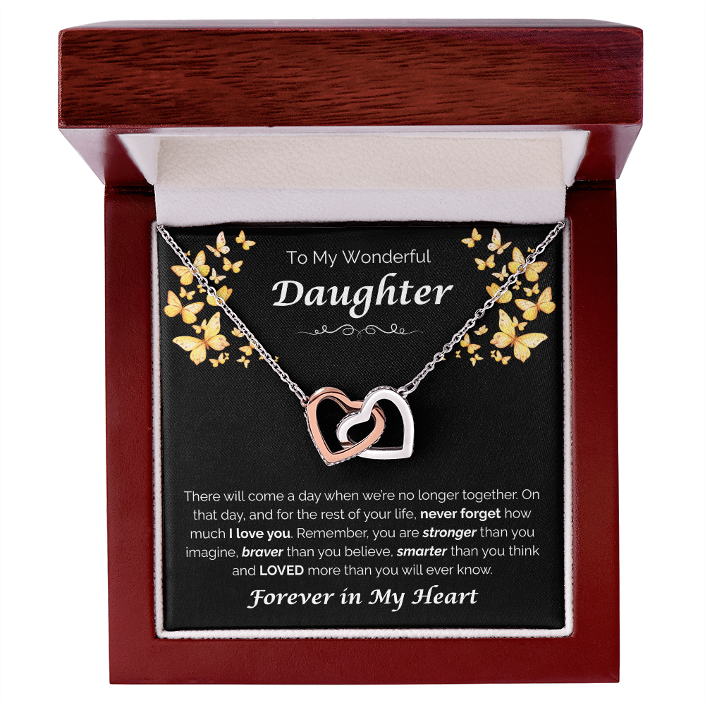To My Wonderful Daughter — The Love I Have for You, Interlocking Hearts Necklace