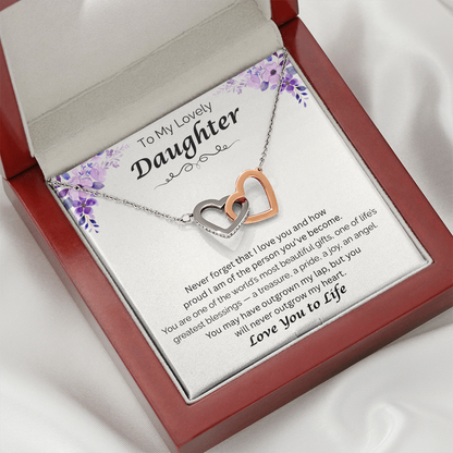 To My Lovely Daughter  — My Greatest Blessing, Interlocking Love Necklace