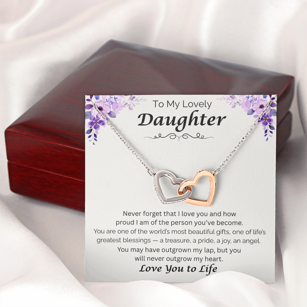 To My Lovely Daughter  — My Greatest Blessing, Interlocking Love Necklace
