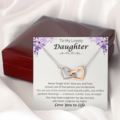 To My Lovely Daughter  — My Greatest Blessing, Interlocking Love Necklace