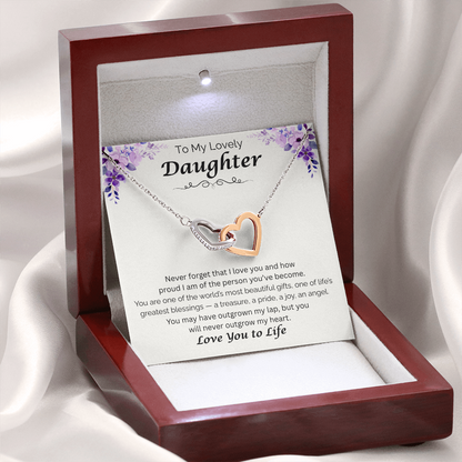 To My Lovely Daughter  — My Greatest Blessing, Interlocking Love Necklace