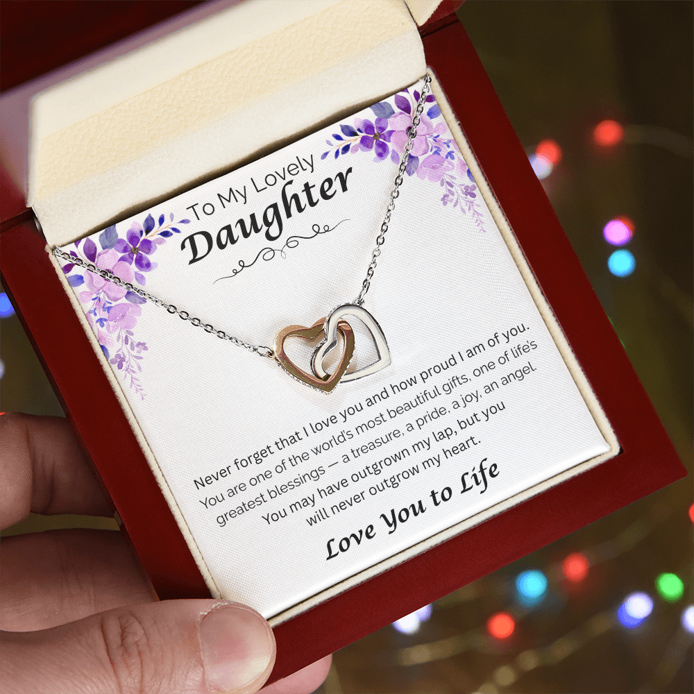 To My Lovely Daughter — My Beautiful Blessing, Interlocking Hearts Necklace