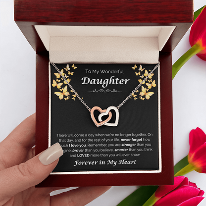 To My Wonderful Daughter — The Love I Have for You, Interlocking Hearts Necklace