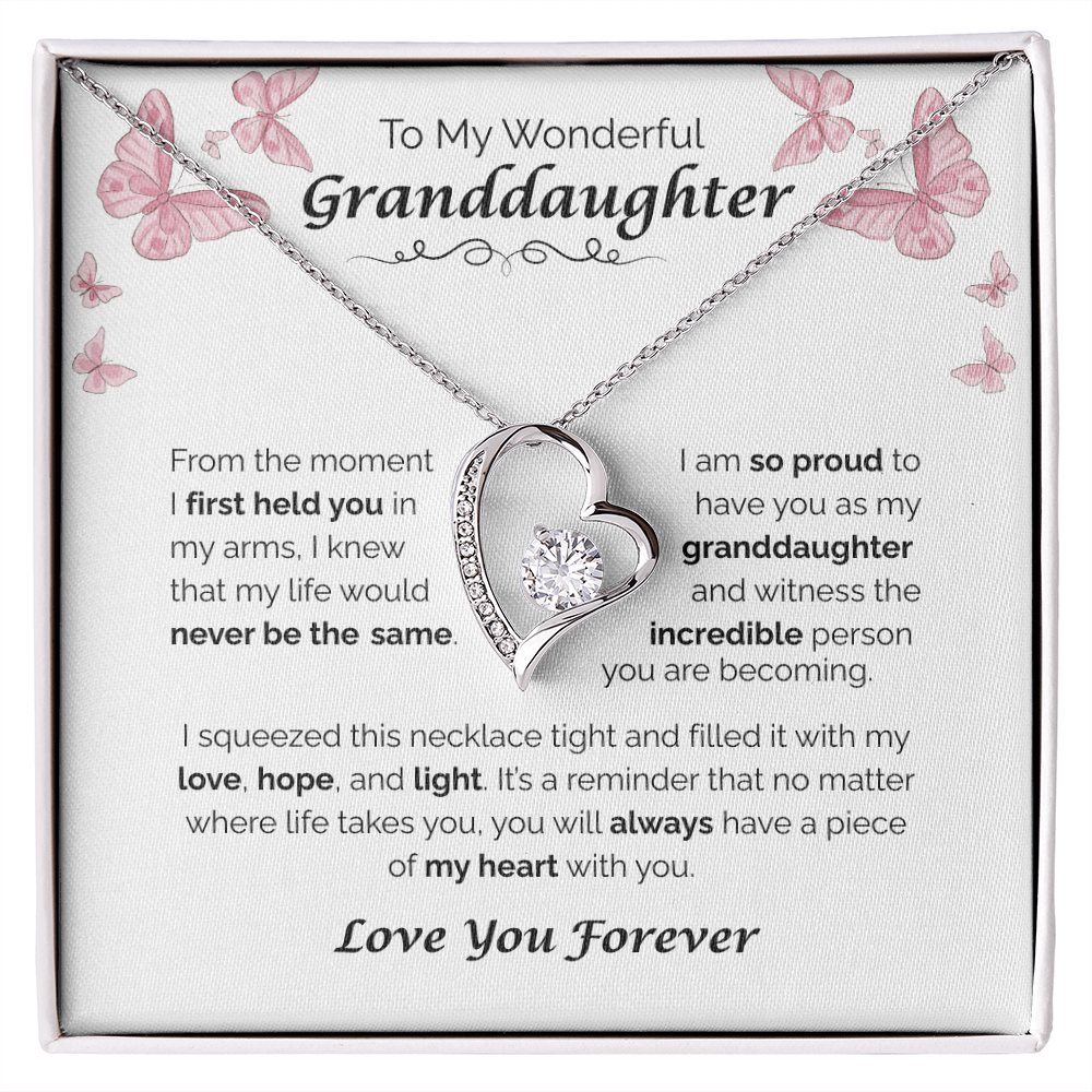 To My Wonderful Granddaughter — A Piece of My Heart, Forever Love Necklace