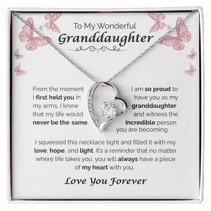 To My Wonderful Granddaughter — A Piece of My Heart, Forever Love Necklace