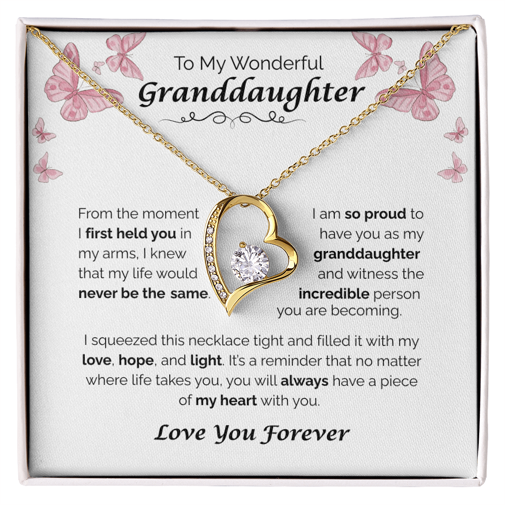 To My Wonderful Granddaughter — A Piece of My Heart, Forever Love Necklace