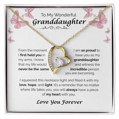To My Wonderful Granddaughter — A Piece of My Heart, Forever Love Necklace