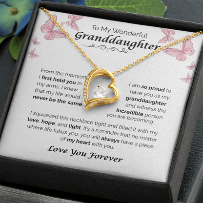 To My Wonderful Granddaughter — A Piece of My Heart, Forever Love Necklace